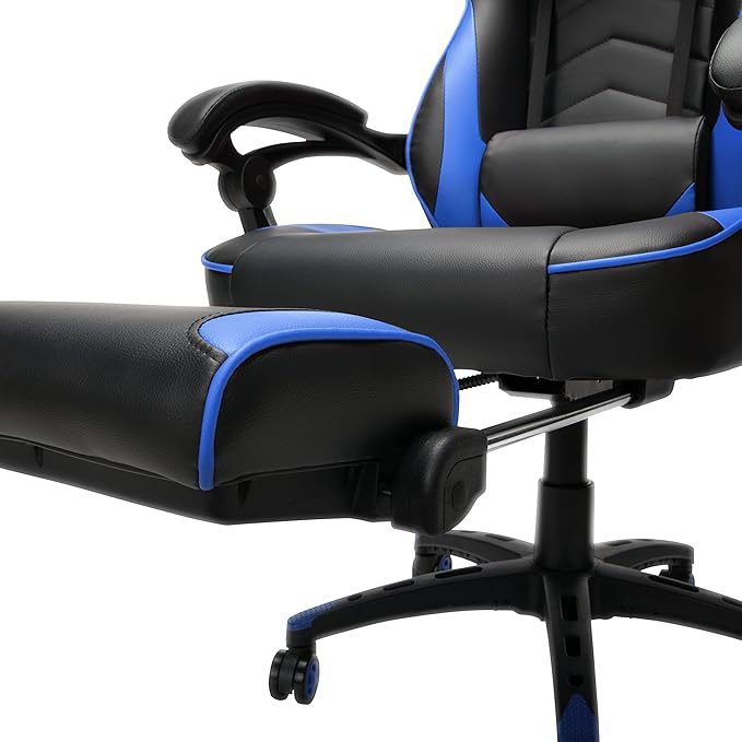 RESPAWN 110 Ergonomic Gaming Chair with Footrest Recliner - Racing Style High Back PC Computer Desk Office Chair - 360 Swivel Adjustable Lumbar Support Headrest Pillow Padded Armrests - 2019 Blue