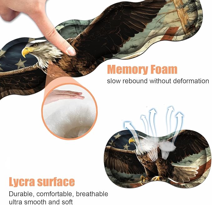 Ergonomic Keyboard Wrist Rest &amp Mouse Pad Wrist Rest SetLarge Gaming Desk Mat 31.5x 11.8 with Non-Slip BaseMemory FoamEasy Typing Pain Relief for Home &amp OfficePatriotic American Flag Bal