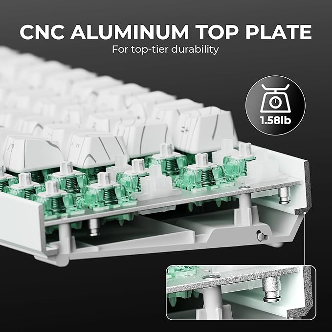 x XVX HE68 Pro Rapid Trigger Keyboard 60% PercentHall Effect Keyboard with Gateron Magnetic Jade Pro SwitchCNC Aluminum Frame Topographic Custom Mechanical Key Board for PC/Laptop/Xbox/PS4/PS5White