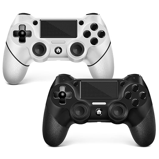AceGamer 2 Pack for PS4 Controller Wireless Controller for PS4/Pro/Slim/PC with Non-Slip Grip of Both Sides and USB-C Cable! (Black and White)