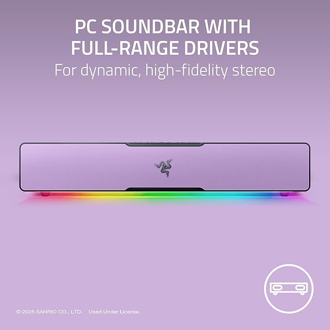 Razer Leviathan V2 X: PC Soundbar - Compact Design - Chroma RGB - USB Type C Power and Audio Delivery - Bluetooth 5.0 - for PC Laptop Smartphones Tablets &amp Nintendo Switch - Kuromi Edition
