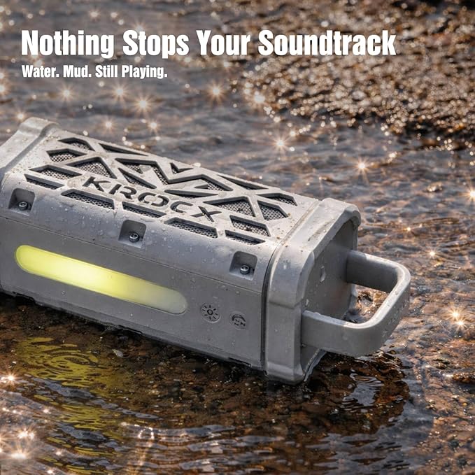 TRAVOR All-Aluminum Magnetic Outdoor Speaker Rugged Metal Body Portable Wireless Speaker 45W Deep Bass IP68 Waterproof BT TWS Pairing for Camping Golf Cart &amp Beach (Cloud Dancer Metallic)