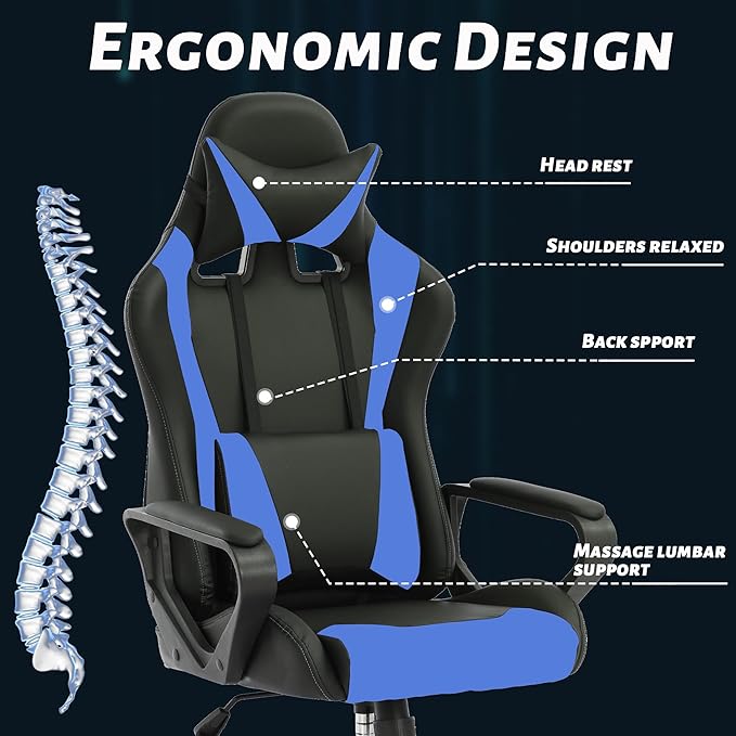 Cheap Gaming Chair PC Chair Ergonomic Office Chair Computer Chair Video Game Chairs for Kids Silla Gamer Chair with Headrest and Lumbar Support Massage Chair Gaming Chairs for Adults Comfy Chair