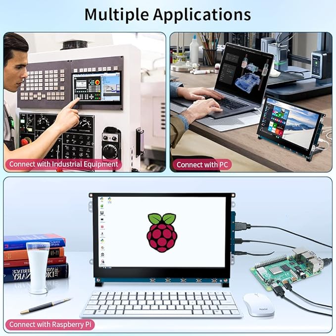 9 Inch Touch Screen Display for Raspberry Pi1280 x 720/ Anti-Glare/Optical Bonding Capacitive Screen/IPS /600 lumens/Wall Mountable/HDMI Portable Monitor