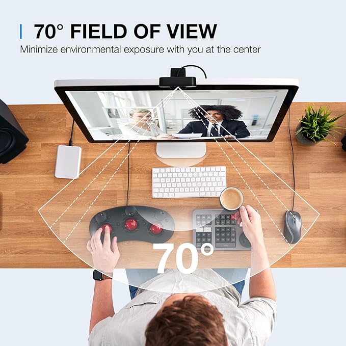 EMEET C960 2K Webcam with Microphone 2K QHD 2 Omnidirectional Mics PDAF Autofocus Streaming Camera with Privacy Cover Plug&ampPlay USB Webcam for Calls/Conference Zoom/Skype/YouTube Laptop/Desk