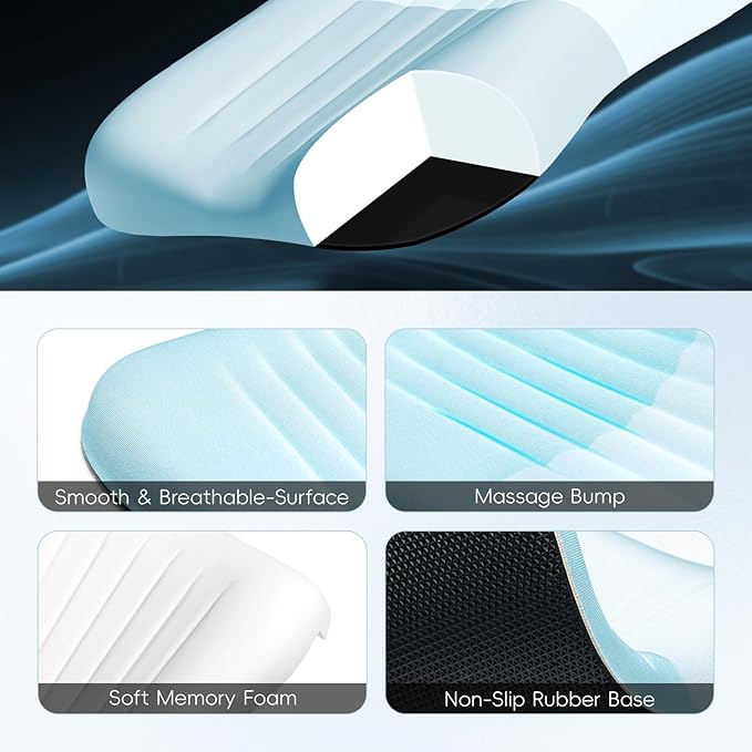 Ospelelf Mouse Pad with Wrist Rest Set Foam L-Shaped Desk Elbow Pad Ergonomic Desk Edge Cushion Anti-Slip Rubber Bottom Office Women Desk Accessories for Computer Laptop and Gaming Blue