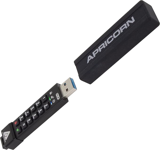 Apricorn 500GB Aegis Padlock USB 3.0 256-bit AES XTS Hardware Encrypted Portable External Hard Drive (A25-3PL256-500) and Apricon Aegis Secure Key 3NX