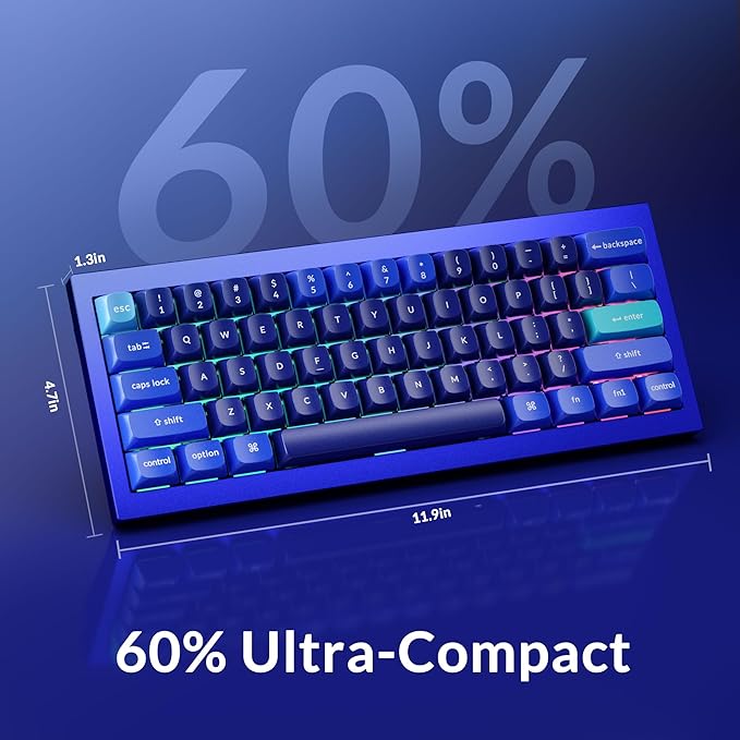 Keychron Q4 Wired Custom Mechanical Keyboard QMK/VIA Programmable Macro Full Aluminum Hot-Swappable Gateron G Pro Brown Switch 60% Layout Double Gasket Compatible with Mac and Windows - Blue