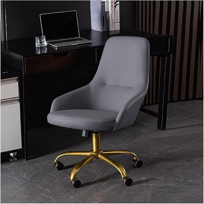 Adjustable Office Computer Chair with Armrest Leather Office Chairs Meeting Room Computer Chair Backrest Gaming(Dark Gray-Silver)