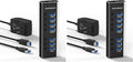 USB Hub 3.0 Powered Rosonway Aluminum 7 Ports USB 3.0 Data Hub Splitter with 24W (12V/2A) Power Adapter and Individual On/Off Switches USB Port Expander for PC and Laptop (RSH-A37S) (Pack of 2)