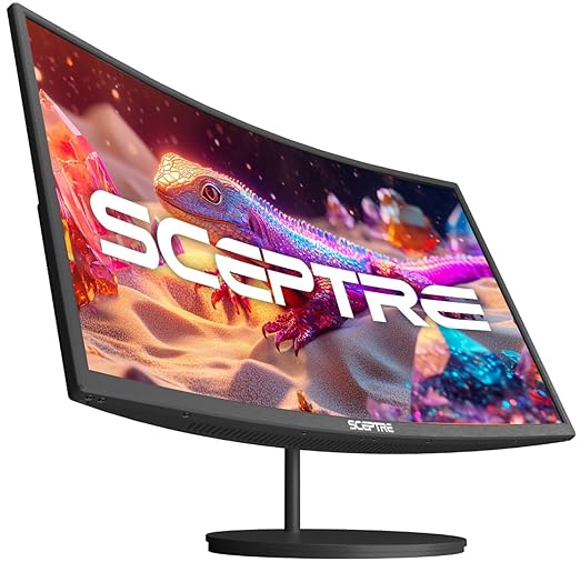 Sceptre Curved 27-inch Prime Monitor up to 100Hz 1080p HDMI x2 VGA 99% sRGB Built-in Speakers R1500 Machine Black 2025 (C275W-1920RN Series)