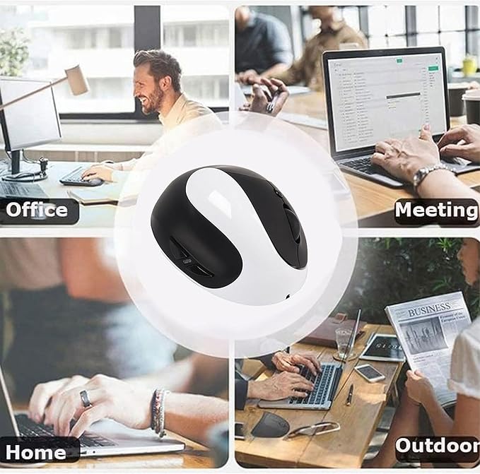 CHUYI Left-Handed Mouse Ergonomic Vertical Rechargeable Wireless Mouse 6 Buttons Optical and Portable Wireless Office Mice with USB Receiver for PC Computer Laptop (Black &amp White)