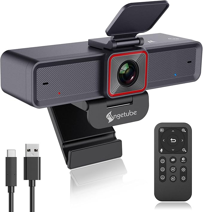 Angetube 4K AI Webcam: AI-Tracking Web Camera Dual AI Noise-Cancelling Microphones - HDR-Enabled USB 3.0 Remote Control Sony_Sensor Adjutable Field of View Work with Teams Zoom Webex