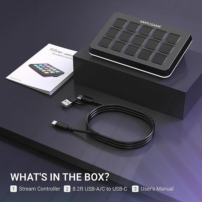 FIFINE AmpliGame Stream Controller with 15 Macro Keys Streaming Keyboard with Trigger Actions in OBS/Twitch/YouTube/Streamlabs Shortcut Buttons Keypad Works with Mac and PC-D6