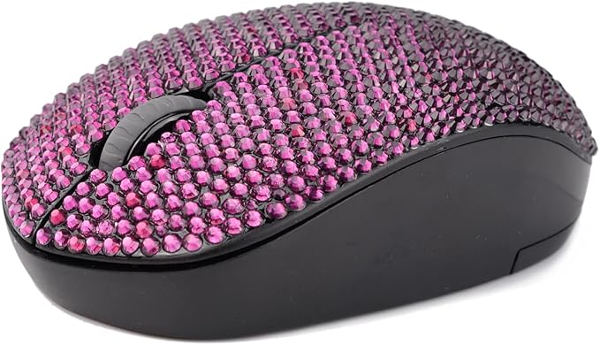 Bling Dazzling 2.4GHz Wireless Silent Mouse Covered with Rhinestone Crystal Crystallized Mouse with USB Receiver Compatible with Notebook PC Laptop Computer MacBookGreat Gift (Light Purple)