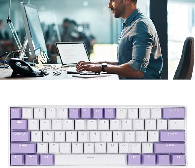 Vikye Mechanical Gaming Keyboard 3 - Modes 61 Keys Hot Swappable Keyboard with RGB Backlight for Laptop PC BT / 2.4GHz / USB - C