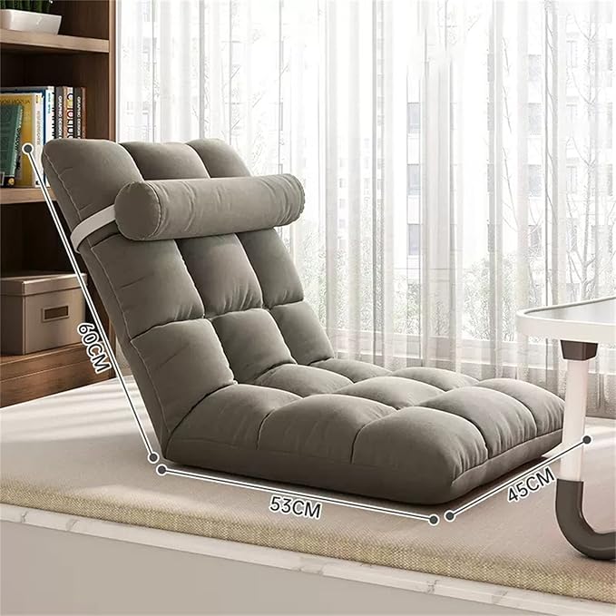 Fodalob Lazy Sofa Floor Chair 5 Gears Adjustable High Back Support Gaming Floor Chair for Adult Linen Fabric Lazy Chair Comfy for Reading Meditating
