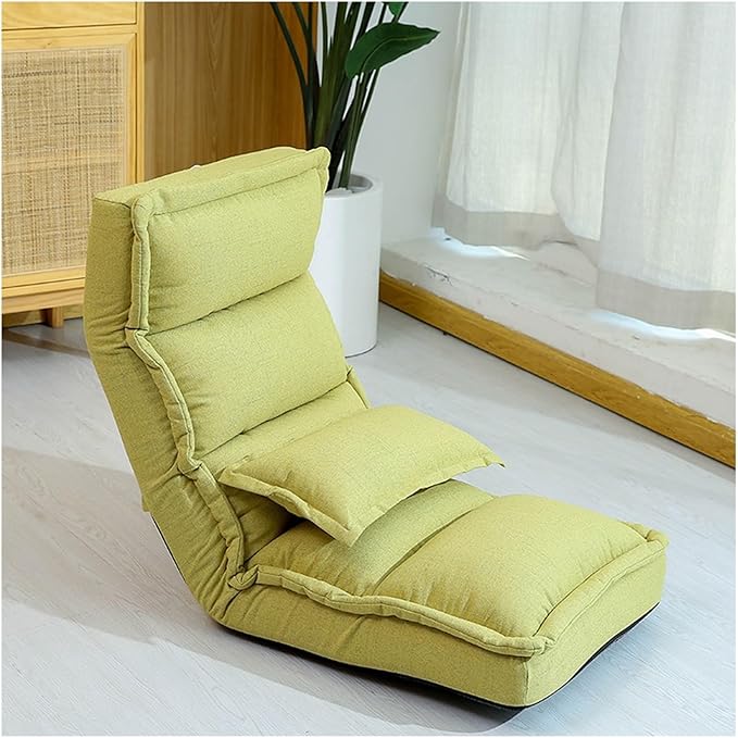 Floor Chair Lazy Sofa with Back Support Recliner Chair with Adjustable Positions for Gaming Reading Watching(Green)