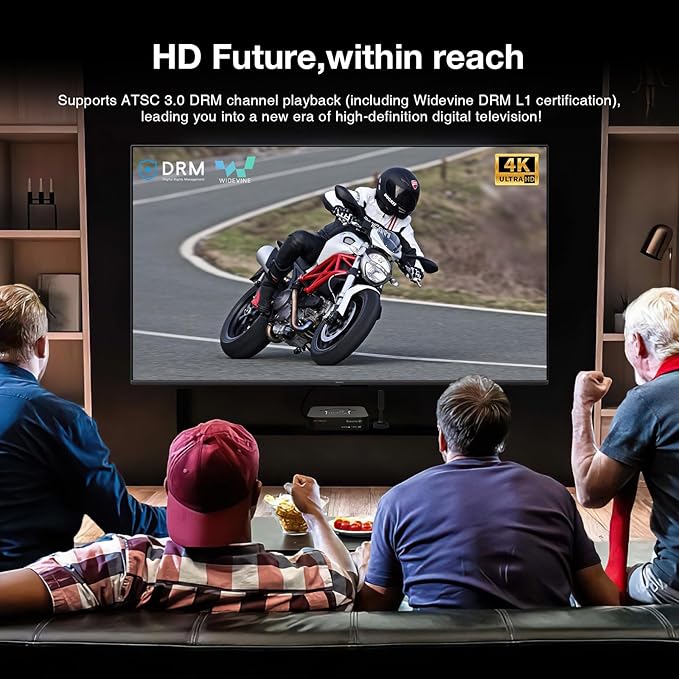 GTMEDIA 4K Next-Gen ATSC3.0 TV Converter X1Fully Compatible with ATSC3.0/1.0 QAM-B(Clear QAM) SignalSupport ATSC3.0 DRM Channel Play and DVR RecordingBuild in Bluetooth 5.0Dual WiFi