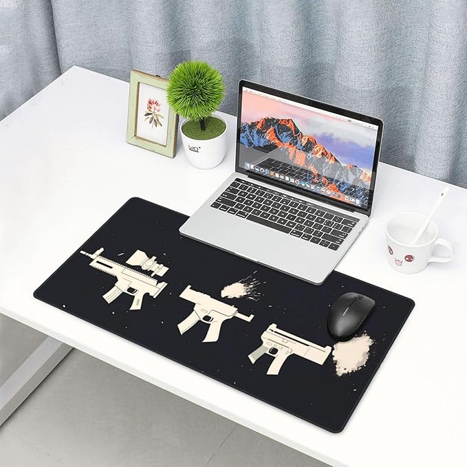 Handgun Desk Cover MatExtended Large Mouse PadComputer Laptop Mat Desk Decor for Office Game Home 30x16 Inch