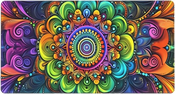 Boho Flower Desk Cover MatExtended Large Mouse PadComputer Laptop Mat Desk Decor for Office Game Home 30x16 Inch