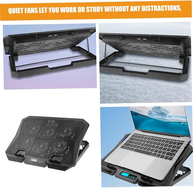 Kisangel Laptop Cooling Pad 15.6 Inch with Adjustable Fan Speed and Blue LED Quiet Wind Cooling Stand for Gaming and Office Laptops USB Powered Cooler