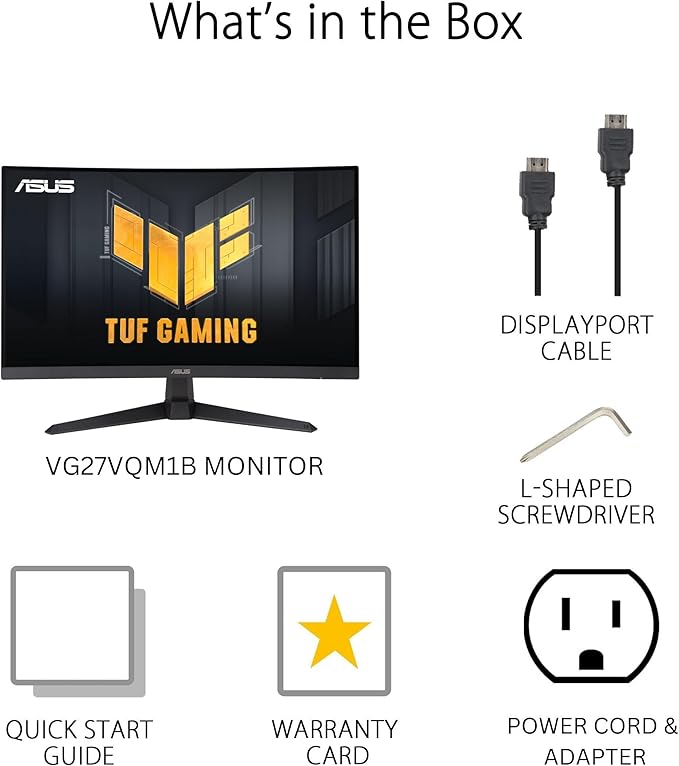 ASUS TUF Gaming 27” 1080P Curved Monitor (VG27VQM1B) – Full HD 1500R 280Hz 1ms Extreme Low Motion Blur FreeSync Premium Shadow Boost Eye Care 90% DCI-P3 (Renewed)