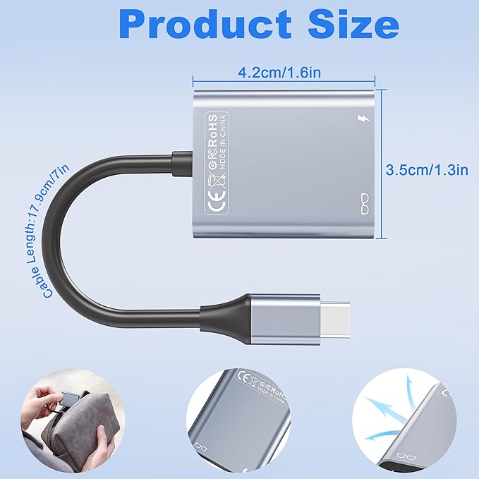 USB-C to Glasses Charging Adapter Charge and Play Adapter with 100W PD Charging and 4K@60Hz Display Output for Switch (Not Switch 2) ROG Ally PS4/5 Xbox Mac mini Laptops &amp DP Alt Mode Devic