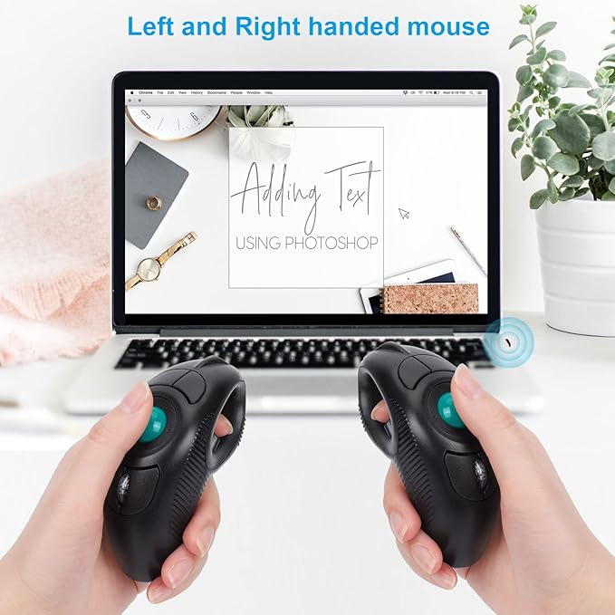 welspo Wireless USB Handheld Finger Trackball Mouse with Laser Pointer