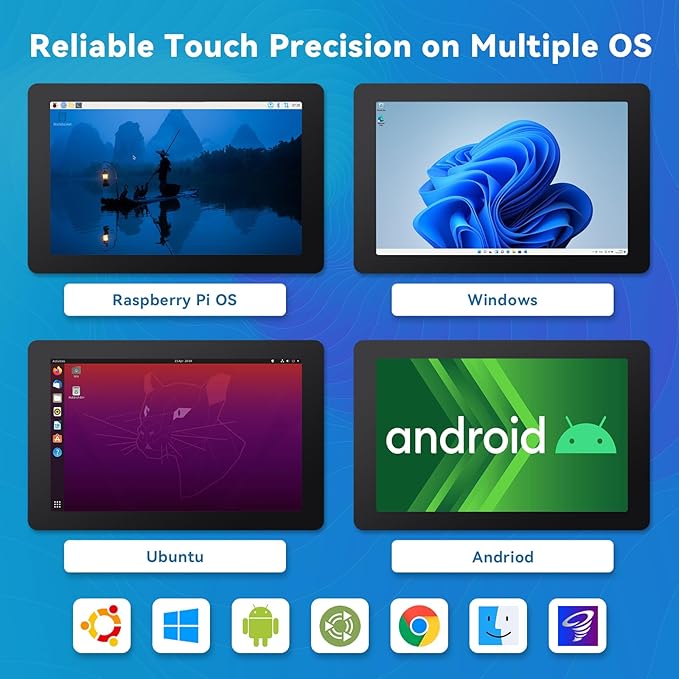 SunFounder Latest 10 Inch DIY Touch Screen All-in-One Solution for Raspberry Pi 5 IPS HD 1280x800 LCD Built-in 5.1V/5A Output HDMI 10-Point No Driver Speakers for RPi 5/4/3/Zero 2W