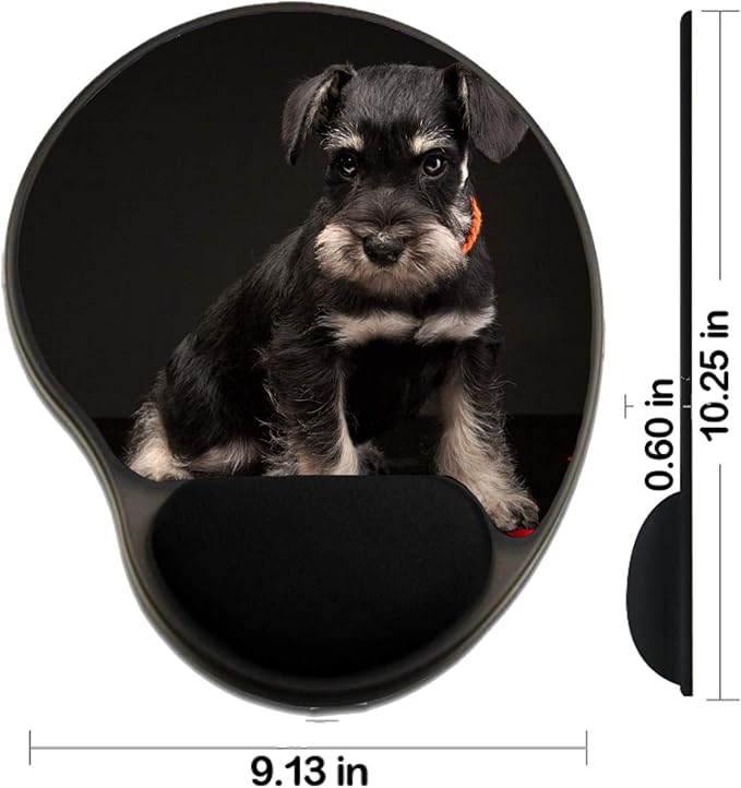 MSD Mousepad Wrist Rest Protected Mouse Pads Mat with Wrist Support Miniature Schnauzer Puppy and red Decorative Hearts