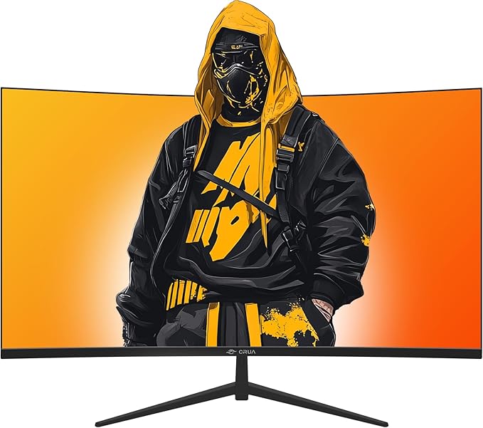 CRUA 32 Curved Gaming Monitor 2K QHD 2560x1440P 144Hz/165Hz Computer Monitors 120% sRGB FreeSync Low Blue Light 1800R VA Screen HDMI 1.4/DP 1.2 Wall Mountable - Black