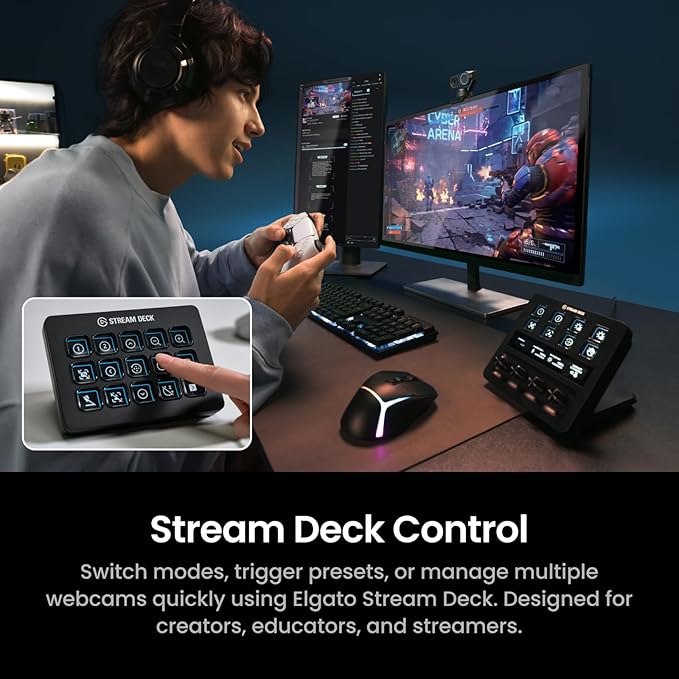 Insta360 Link 2 Pro – 4K PTZ Webcam for PC/Mac 1/1.3” Sensor Low-Light AI Tracking HDR Directional Noise-Canceling Mics Supports Stream Deck Zoom Teams Twitch for Streaming or Meetings
