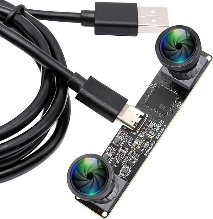 3D Stereo USB Camera 120fps Global Shutter Printer USB Camera Module with 120 Degree No Distortion Synchronization Dual Lens PC Computer Camera Plug and Play for Raspberry Pi Mac Linux Windows