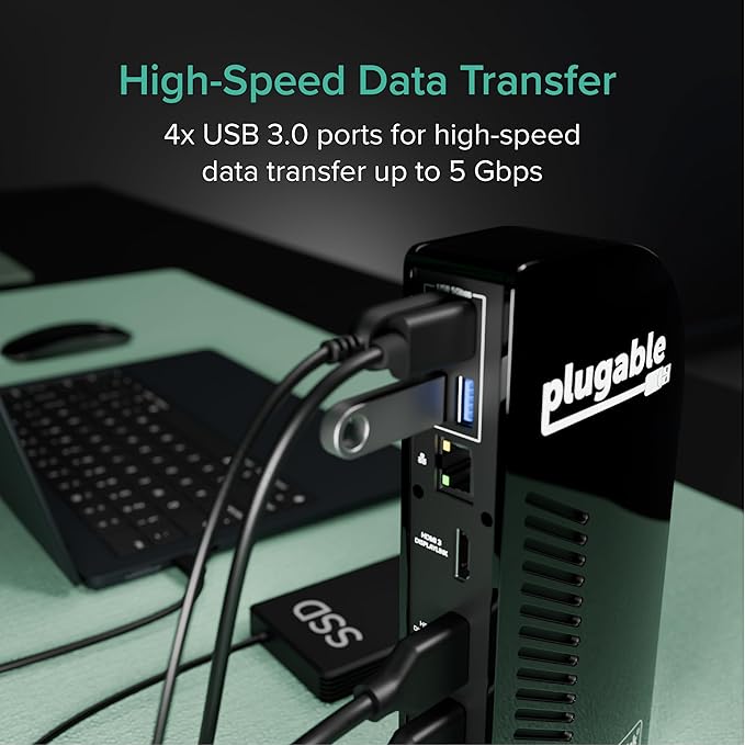 Plugable USB-C Triple Monitor Docking Station: 13-in-1 Laptop Dock with 100W Charging for Mac (DisplayLink Driver Required) Windows Chrome 3 HDMI Gigabit Ethernet SD USB-C 20W 4 USB - UD-ULTCDL