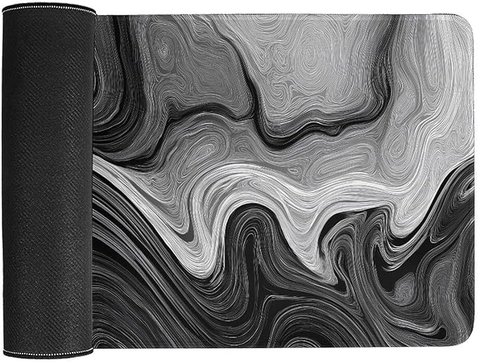 Black and White Topographic Map Gaming Mouse Pad Non-Slip Rubber Base 2XL Mousepad with Stitched EdgesWaterproof Washable Mouse Mat for Desk Home Office Gaming 29.5x16