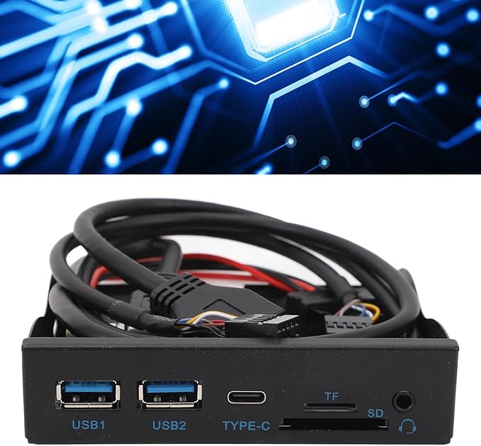 USB3.2 GEN1 Type C Floppy Drive Front Panel 6 Ports 3.5 Inch with 2 USB 3.0 USB C Audio SD TF Ports Hub for 7 8 10 11 2003 Linux