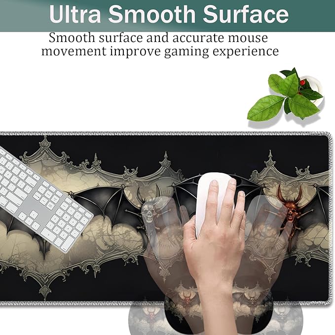 Large Game Mouse Pad + Wrist Support Pad + Coffee Coaster Desk Pad with Sewn Edges Anti-Slip Set pad Suitable for Office Work and Home - Neo Bats