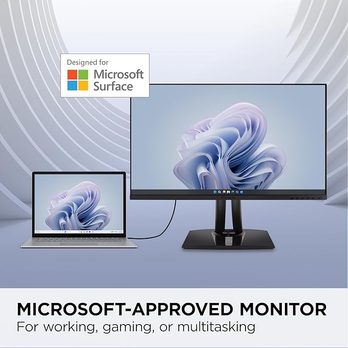 ViewSonic VP275-4K 27 Inch IPS 4K UHD Monitor Designed for Surface Advanced Ergonomics 100% sRGB 60W USB C HDMI and DisplayPort
