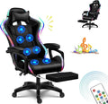 TBQATNTS X Rocker Gaming Chair Gaming Chair with RGB Lighting and Speakers Ergonomic Gaming Chair with footrest and 7-Point Massage Function 150° tiltable Office Chair Gaming Chair for AdultsBlack