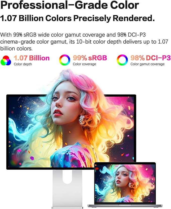 P24U 23.8 inch UHD (3840 x 2160) 4K 185 PPI Monitor IPS Black Panel 99% sRGB 98% DCI-P3 True 10-bit Color HDR10FreeSync1200:1HDMIDPVESA1 yr Warranty (Minimalist - with Stand)