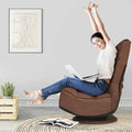 LDAILY Floor Gaming Chairs 360 Degree Swivel Recliner with 5 Adjustable Positions Comfortable Padded Lazy Sofa Foldable Gaming Chair for TV Watching Reading (Coffee)