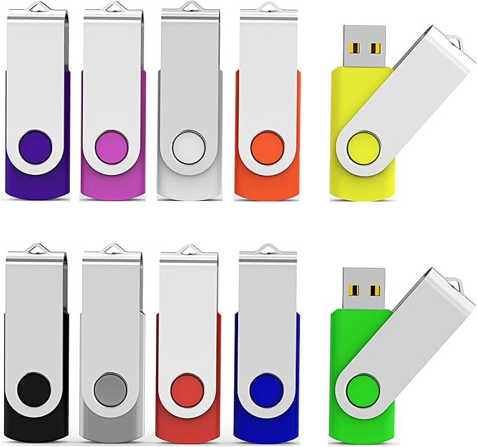 Aiibe 8GB USB Flash Drive Colorful 8G Memory Stick Thumbdrives 10 Pack (Mix Colors : Black Blue Red Green Orange White Yellow Pink Purple Silver)
