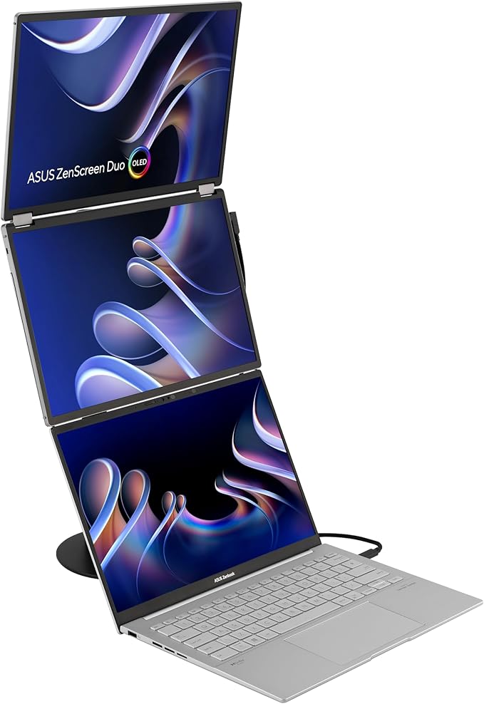 ASUS ZenScreen Duo OLED 360° Foldable Portable Monitor (MQ149CD) - Dual 14-inch 16:10 1920x1200 DisplayHDR400 True Black 100% DCI-P3 Delta&lt2 Dual USB-C Mini-HDMI Kickstand 3 yr Warranty