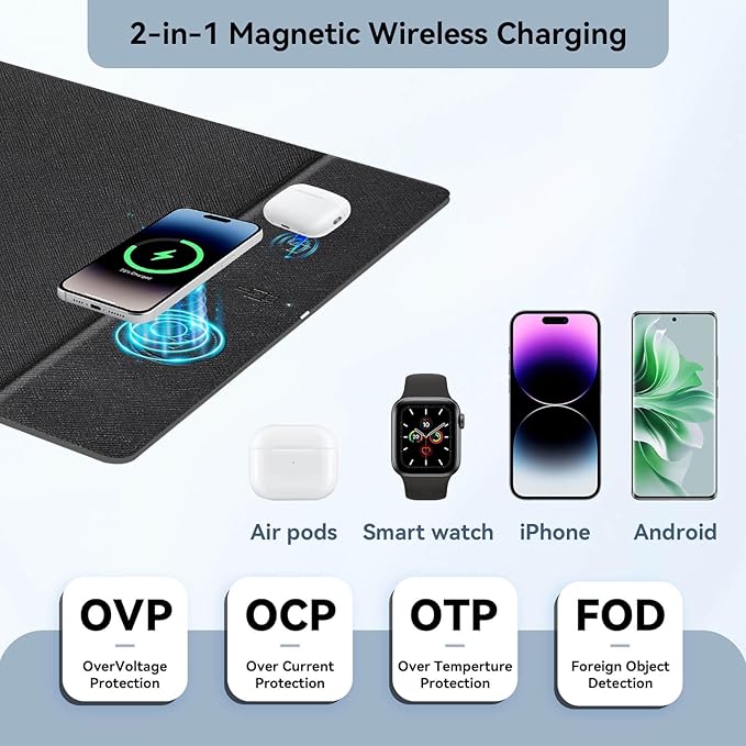 Wireless Charging Mouse Pad 31.5x11.7 XXL Large Office Desk Pad with Ultra-Smooth SurfaceNon-Slip Base Classic Black Waterproof Computer Desk Mat for MacBook PC Laptop Christmas