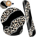 Ergonomic Mouse Pad Wrist Support and Memory Foam Keyboard Wrist Rest Set for Gaming Computer Office Laptop Easy Typing Wireless Mouse Mat Gel Gaming Funy Leopard Pattern Black Office Desk Pad