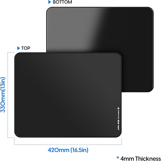 Pulsar - eS1 Esports Professional Level Gaming Mouse Pad 4mm Thickness Anti-Slip Base Anti-Fray Precision Stitching Medium to high Glide Speed 16.5in x 13in (L Black)