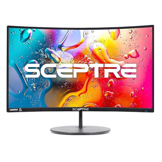 Sceptre Curved 27-inch Prime Monitor up to 100Hz 1080p HDMI x2 VGA 99% sRGB Built-in Speakers R1500 Machine Black 2025 (C275W-1920RN Series)