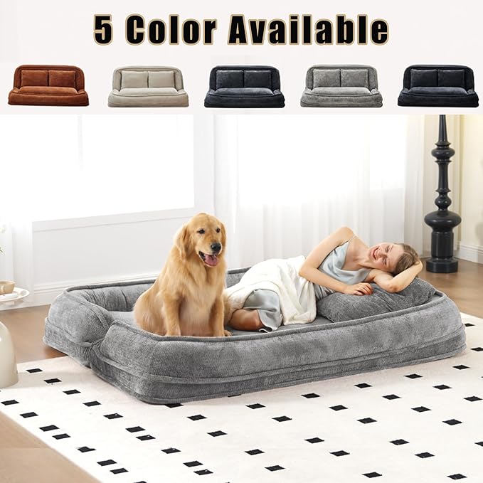 Floor Chair with Back Support Human Dog Bed Folding Loveseat with 5 Adjustable Position 2 Pillows Chenille Meditation Gaming Chair for Lazy Boys Living Room Lounge Bedroom Light Grey