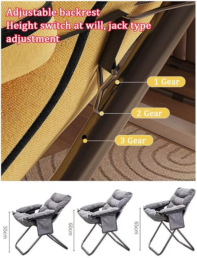 YCKEGEW Lazy Chair IndoorLounge Chair Living RoomFolding Armcharir with Footrests and PillowUpholstered Recliner SleeperReading Gaming Chair (Color : Dark Brown)